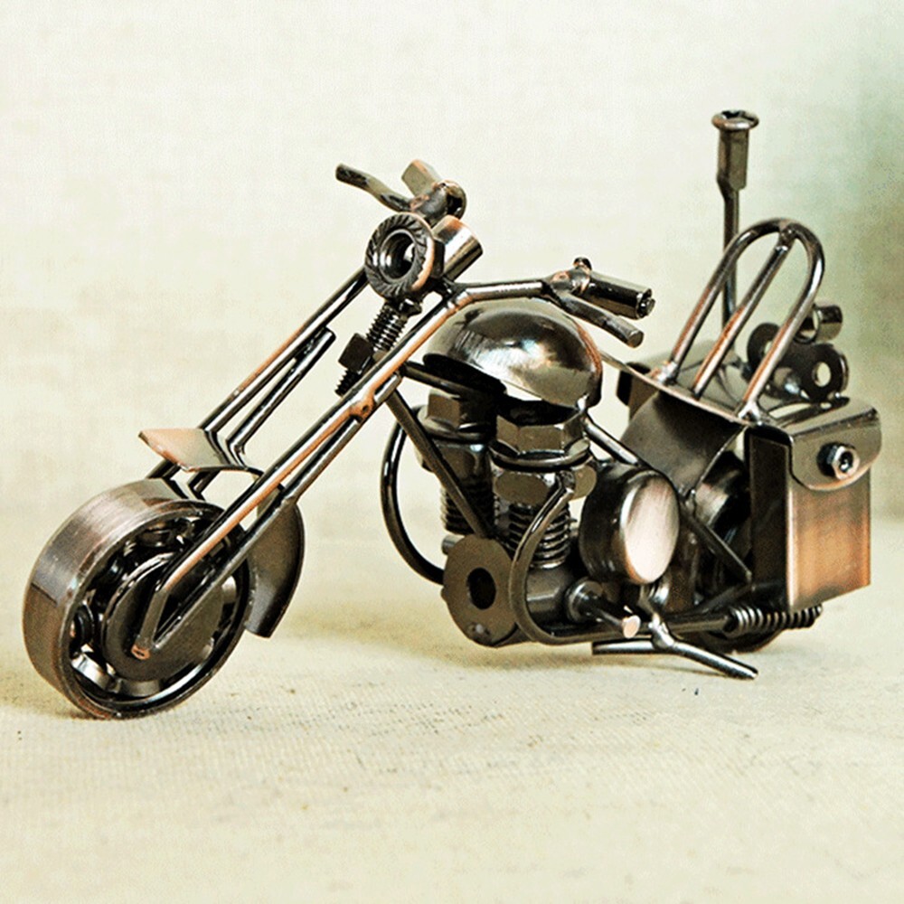 Modellino Moto In Metallo Fatto A Mano &ndash; Scala 1:12 &ndash; Scultura Da Collezione Con Base (Grigio)