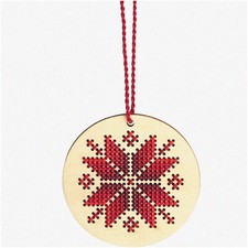 Snowflake Stitchcraft Nordic Wooden Ornament Kit - DIY Cross Stitch, 1 Pc