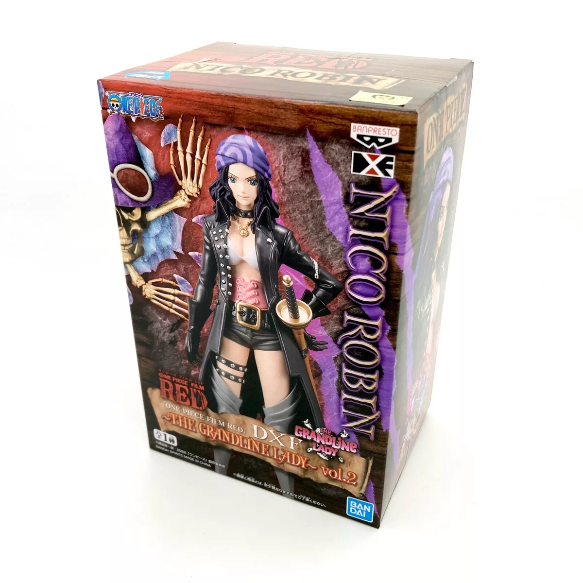 17CM Bandai Original Banpresto One Piece Nico Robin DXF Film RED Anime  Figure Great Route Vol2 Collectible Action Figurine Gift