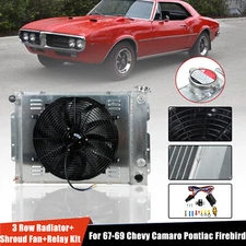 3 Row Radiator Shroud Fan Relay Kit For 1967-69 Chevy Camaro Pontiac Firebird AT