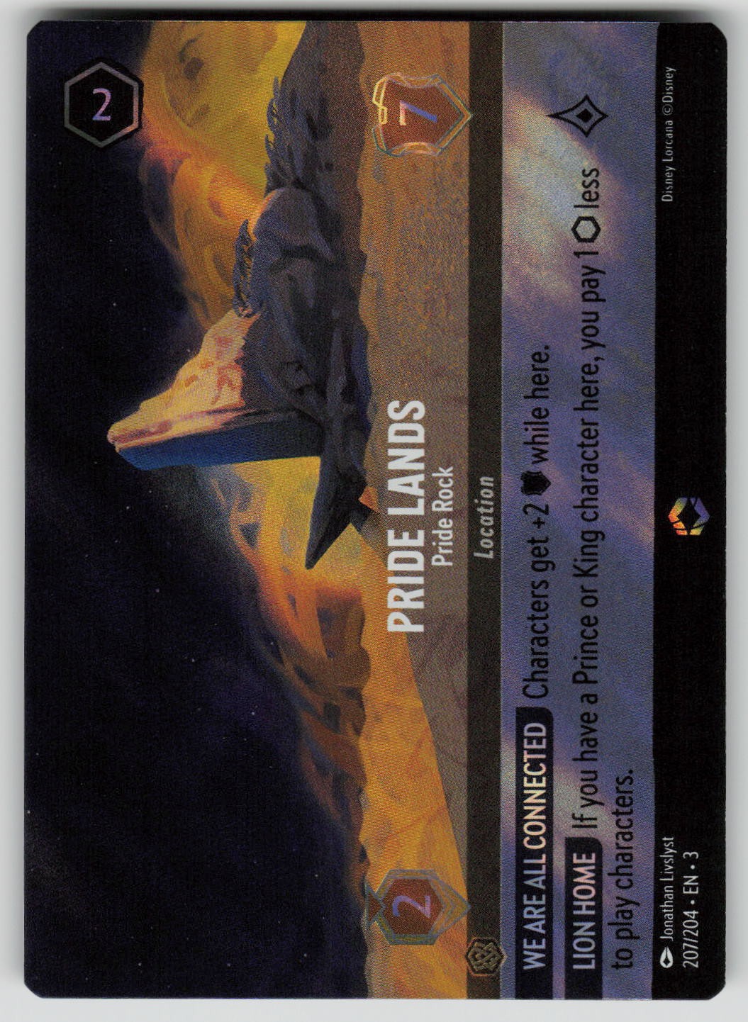 Pride Lands - Pride Rock (Enchanted) Foil Into the Inklands 207/204 Lorcana NM