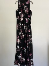 Adrianna Papell Black Maxi Dress with Purple Floral Print
