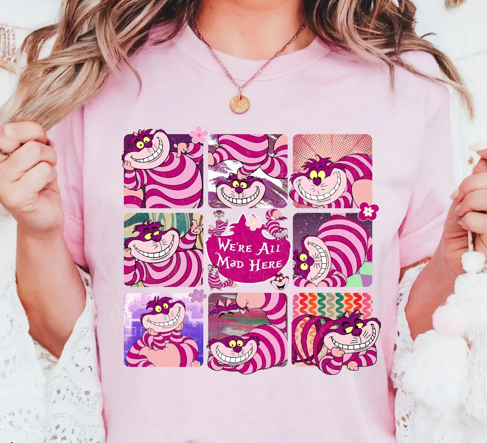 Funny Cheshire Cat We're All Mad Here T-Shirt, Alice in Wonderland Cat Shirt