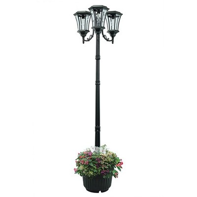 Avalon Solar Lamp Post with Planter Base 3 Lattern Heads
