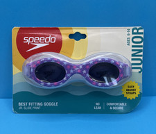 Speedo Junior Glide Print Swim Goggles White/BlueAnti-Fog Ages 6-14