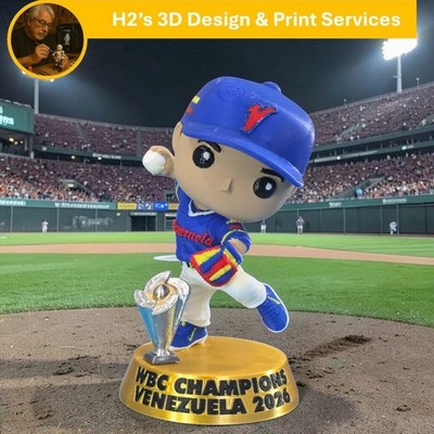Venezuela WBC Champion 2026 Baseball Figure 4'' Pop Style + Trophy Flag