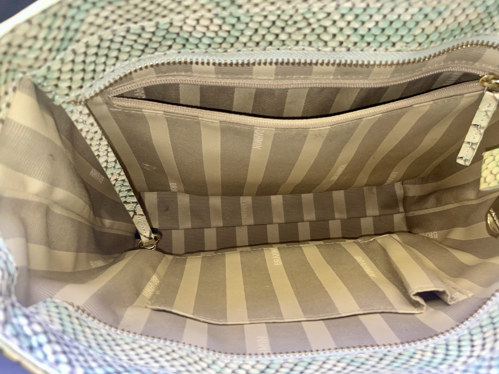 Brahmin Harrison Carryall Opal Seville Python Lea… - image 19