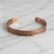 Pure Copper Magnetic 9mm Bracelet Solid Copper 6 Magnets Cuff Tree of Life