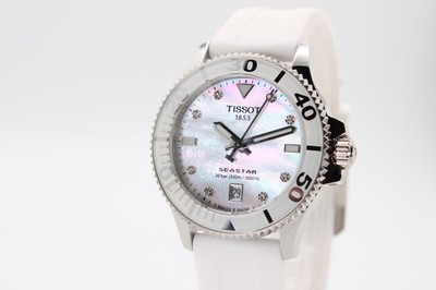Tissot 36 MM Seastar Quartz Diamond White MOP Dial Watch  display picture 1