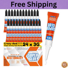 Super Glue Gel Clear Non-Drip, 24 X 3G All Purpose Strong Adhesive Ca Glue Quick