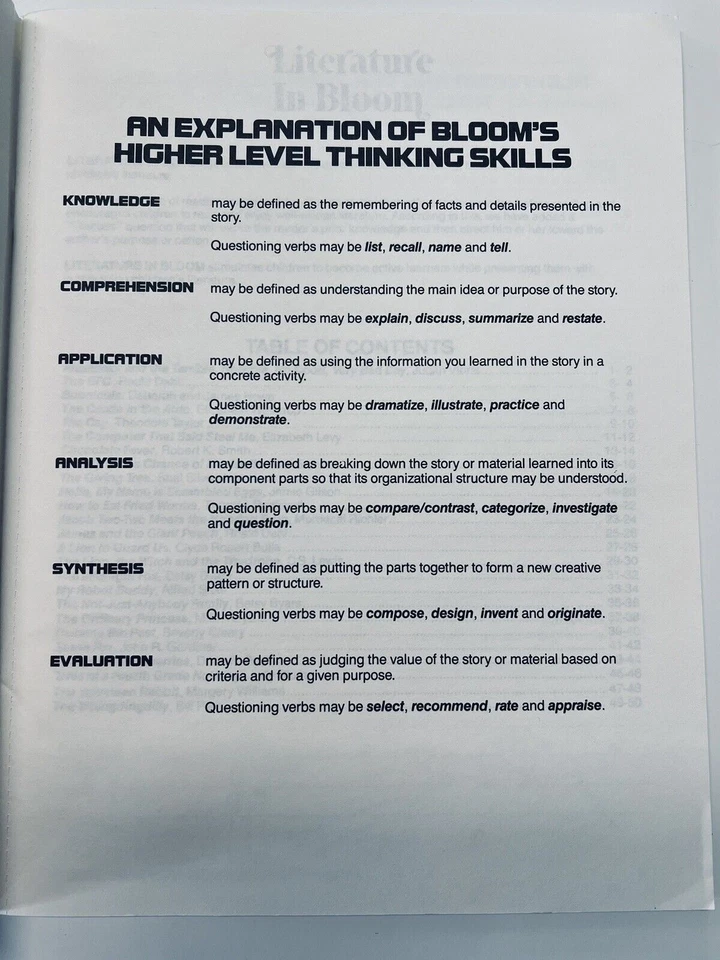 Literature in Bloom Book 2 Wkbk~Books Keyed to Blooms Taxonomy Gr 3-6 A1 13 - Image 3 of 4