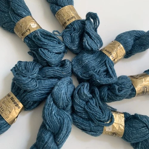 Knitting Fever Wool Silk Yarn 7 Hank Lot 50g Swiss Made Blue Teal Aqua 350g 3/4# - product listing photo