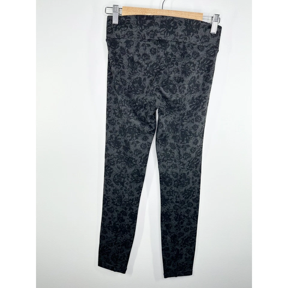 Ann Taylor Black Grey Floral Print Pull On Leggings Women's Size XX-Small XXS - Image 2 of 4