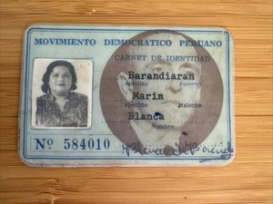 1960 Peruvian Democratic Movement ID Membership Card Movimiento Peruano