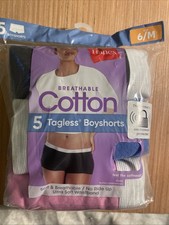Hanes - Breathable Cotton Boyshorts Size 6/M Pants Size 8-10 NIP Qty 5 NEW