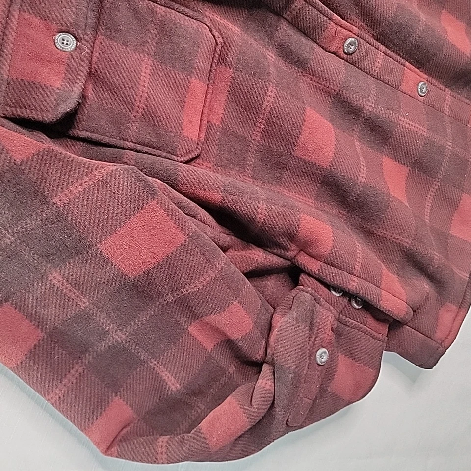 free country mens large Ls Button Fleece Lined Shirt Shacket Red Black Plaid - Image 4 of 4