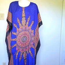 Elegant Royal blue & Gold Long Maxi Dress with Head Wrap