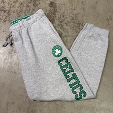 Boston Celtics Joggers Sweatpants NBA UNK Size XL Gray Elastic Waist Fleece Pant