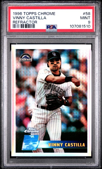 1996 TOPPS CHROME REFRACTOR #58 VINNY CASTILLA PSA 9