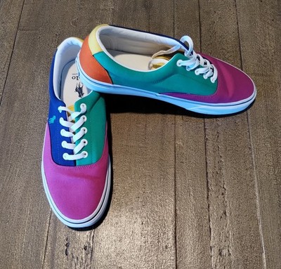 Polo Ralph Lauren Keaton-Pony Low Sneaker Canvas Upper Color Block US 10.5 Nice 