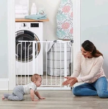Baby Pet Safety Gate Pressure Mounted Easy Install, Wide 29"-38.5"x 30", White