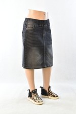 Little Girls Stretch Denim Skirt basic 5pocket Calf length JW0147 black 12/14