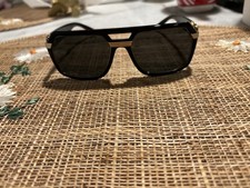 Versace Men's Black Square Designer Sunglasses Plastic Frame Tinted Gold Accents