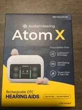 BRAND NEW Audien Hearing ATOM X Wireless Rechargeable OTC Hearing Aid