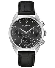 Bulova Men's Sutton Hpq Chronograph Black Leather Watch 41MM 96B371