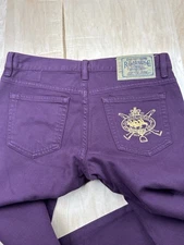 Ralph Lauren Sport Women’s Jeans 29/32 Purple Stretch Deni W/ Embroidered Crest