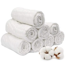 Muslin Burp Cloth for Baby Boys and Girls 8 Pack  Cotton 8 Pack, White
