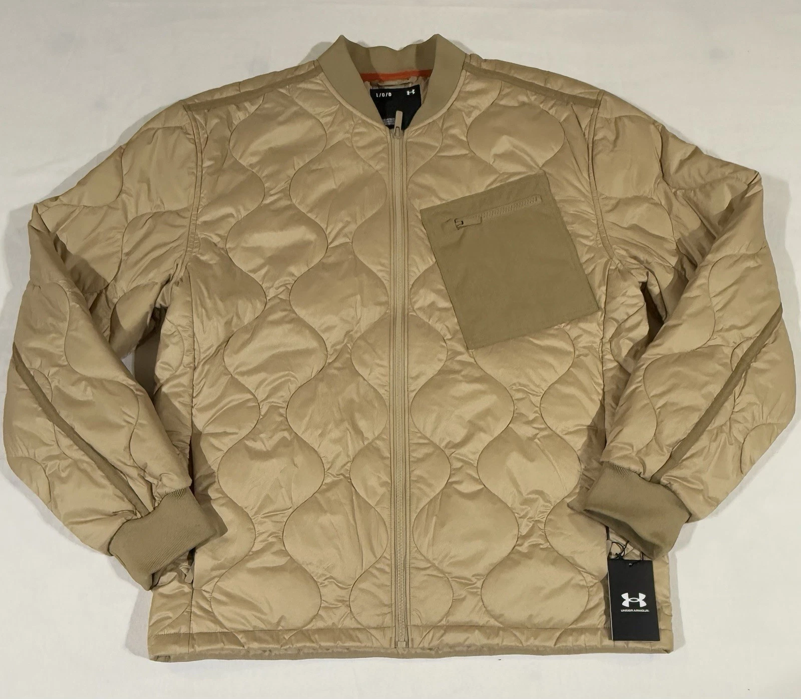 Under Armour Storm Heritage Jacket Quilted Mens Large Tan Brown Loose NWT $150