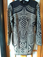 Windsor Dress Sz L Black Silver Stud Knit Mini Long Sleeve Party Evening Wear 