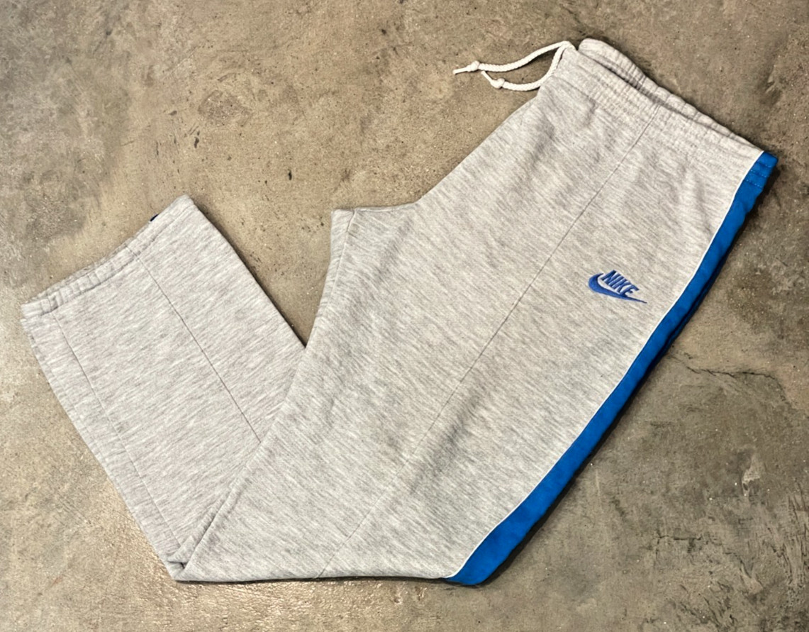 Nike Vintage Sweatpants Mens L Gray Blue Stripe Silver Tag Straight Fit 80s Soft