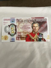 Fantasy Banknote 1,000,000 Pounds BANK of ETERNITY w King Charles III