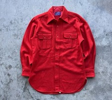 Vintage Pendleton Woolen Mills Men's Wool Red Button Up Flannel Shirt Size M