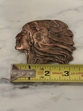 Native American Indian Head Chief Belt BuckleVintage Brass