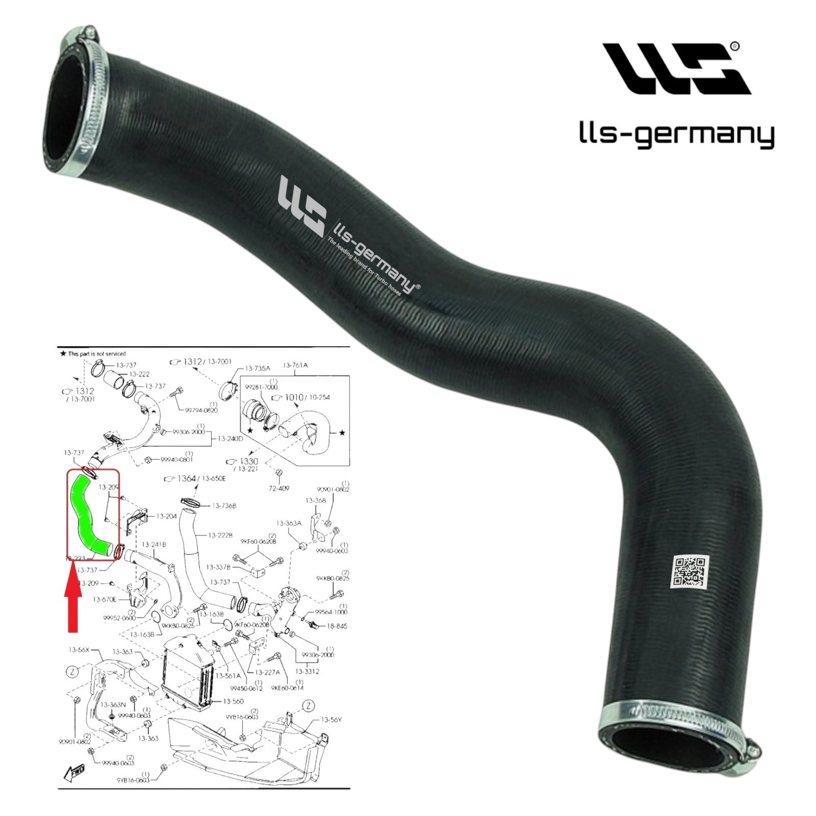 Turboschlauch Charge Air Hose Druckschlauch for MAZDA CX7 2.2 MZR-CD R2AX13223