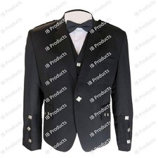 IB Men's Premium Deluxe Wedding Scottish Argyle Kilt Jacket Long Sleeve Argyll