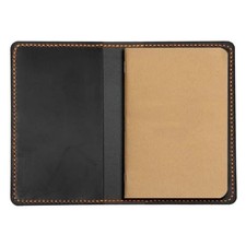 Leather Journal Cover for Moleskine Cahier Notebook Pocket size 3.5" x Black