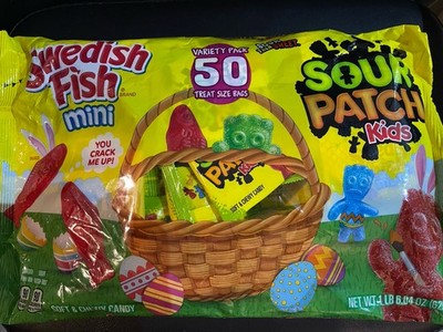 SOUR PATCH KIDS and SWEDISH FISH Mini Soft & Chewy Candy Variety Pack, 50 Packs