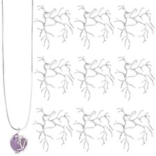 10 Pcs Branch Shape Blanks for Jewelry Making, Silver Brass Prong Pendant Set...