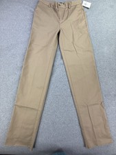 NWT Lands End Boys Khaki Pants Sz 18 Beige Cotton Unhemmed Uniform 30x34