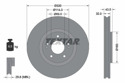 TEXTAR 92169903 Bremsscheibe für MITSUBISHI