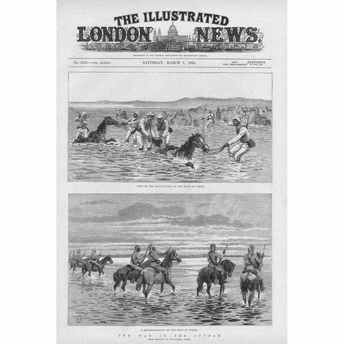 SUDAN Troops on the Road to Tokar - Antique Print 1884