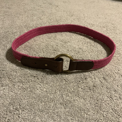 LP by Linea Pelle Women Belt M Pink Jute Woven Brown Leather