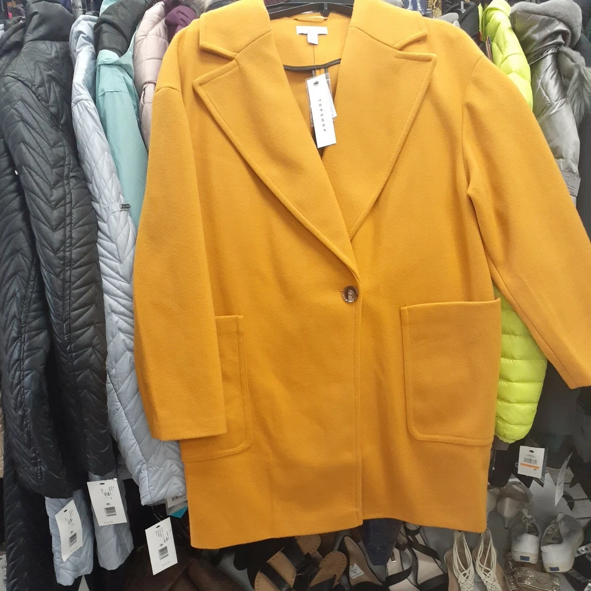 Topshop mustard coat clearance