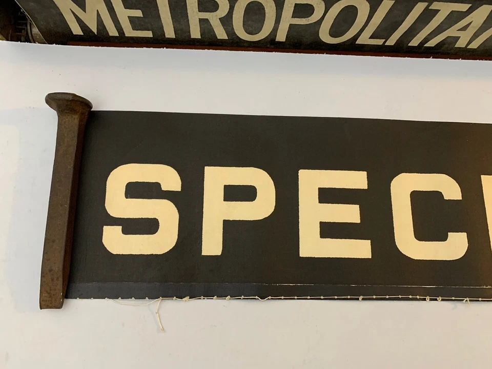 NY NYC SUBWAY SMALL FONT 26" LONG X6" SPECIAL TRAIN VINTAGE ROLL SIGN VELLUM ART - Image 3 of 4