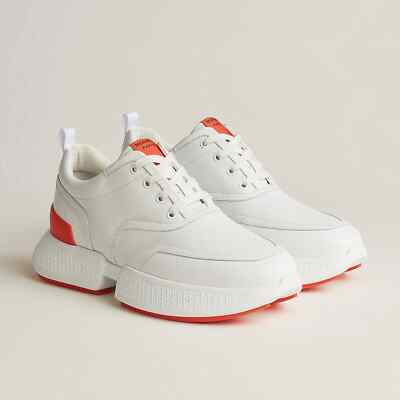 HERMES GIGA SNEAKERS WHITE BLANC LEATHER SHOES CASUAL SZ 38 HERMES GIGA SNEAKERS WHITE BLANC LEATHER SHOES CASUAL SZ 38