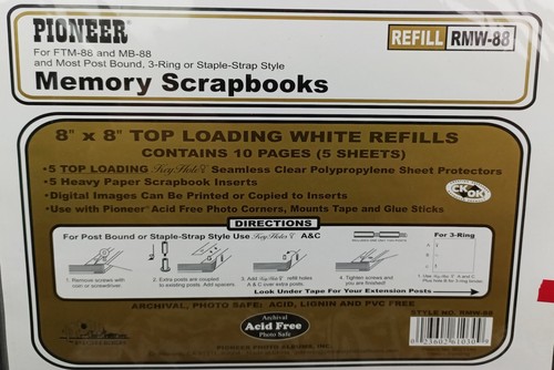 Pioneer Memory Scrapbooks 8x8 Refill 4 Pks RMW-88 Top Loading 40 Total Pages - Picture 2 of 4